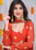 Readymade Orange Embroidered Anarkali Suit