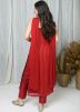 Readymade Red Sequins Work Pant Suit In Georgette