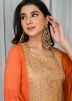 Orange Embellished Readymade Pant Suit