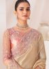 Golden Sequins Embroidered Saree In Chiffon