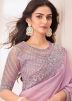 Pink Sequins Embroidered Saree In Chiffon
