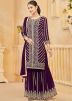 Purple Embroidered Salwar Suit Set In Georgette