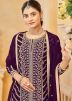 Purple Embroidered Salwar Suit Set In Georgette