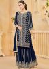 Blue Embroidered Gharara Salwar Suit Set