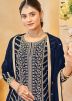 Blue Embroidered Gharara Salwar Suit Set
