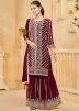 Maroon Embroidered Salwar Suit Set In Georgette