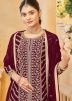 Maroon Embroidered Salwar Suit Set In Georgette