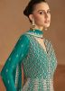 Turquoise Readymade Embroidered Abaya Suit Set