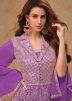 Purple Embroidered Readymade Palazzo Suit