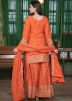 Orange Readymade Embroidered Sharara Suit