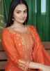 Orange Readymade Embroidered Sharara Suit