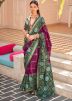 Purple & Green Foil Print Saree