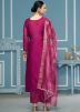 Magenta Zari Woven Salwar Suit Set