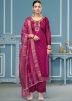 Magenta Zari Woven Salwar Suit Set