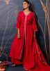 Red Embroidered Slit Style Salwar Suit Set