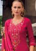 Peach Embroidered Salwar Suit Set In Viscose