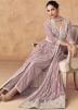 Readymade Purple Embroidered Slitted Pant Suit