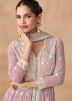Readymade Purple Embroidered Slitted Pant Suit