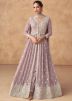 Readymade Purple Embroidered Slitted Pant Suit
