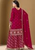 Maroon Readymade Embroidered Palazzo Suit
