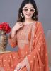 Readymade Orange Embroidered Sharara Suit