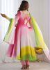 Multicolor Anarkali Salar Suit Set In Tie-Dye Print