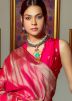 Pink Zari Woven Saree In Viscose