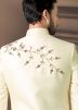 Cream Embroidered Groom Sherwani With Churidar