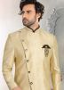 Golden Readymade Asymmetric Sherwani With Dhoti