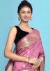 Pink Zari Woven Saree In Pure Silk