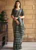 Grey Digital Print Saree In Satin