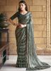 Grey Digital Print Saree In Satin