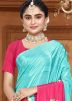 Blue & Pink Tie-Dye Print Saree In Crape