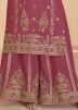 Pink Embroidered Palazzo Salwar Suit In Georgette