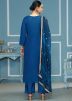 Blue Bandhej Print Pant Suit In Cotton