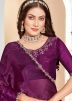 Purple Stone Work Saree In Organza & Blouse