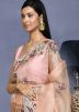 Peach Stone Work Saree In Net