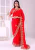 Red Embellished Saree In Georgette