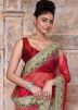 Pink Handwork Saree In Net