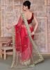 Pink Handwork Saree In Net