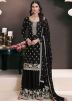  Black Chiffon Embroidered Palazzo Suit Set