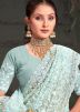 Sky Blue Net Saree In Resham Embroidery