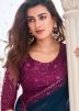 Navy Blue Embroidered Border Chiffon Saree
