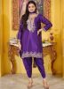 Readymade Purple Embroidered Dhoti Style Suit