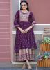 Readymade Purple Embroidered Anarkali Suit