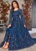 Blue Embroidered Salwar Suit Set In Net