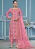 Pink Zari Embroidered Pant Suit Set
