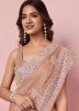 Brown Embroidered Art Silk Saree