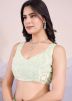 Light Green Sequins Embellished Saree In Net