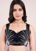 Black Sequins Embellished Saree In Net
